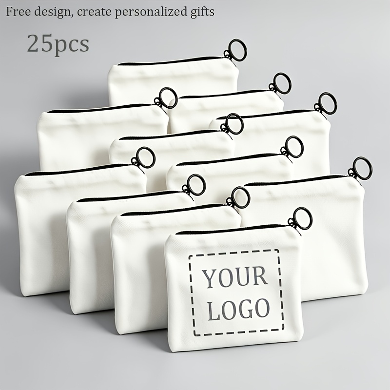 TEMU Ensemble de 25 porte-monnaies/zippés à motif personnalisé, nouveaux sacs de Cosmétique élégants blanc/noir personnalisés, faciles à utiliser,