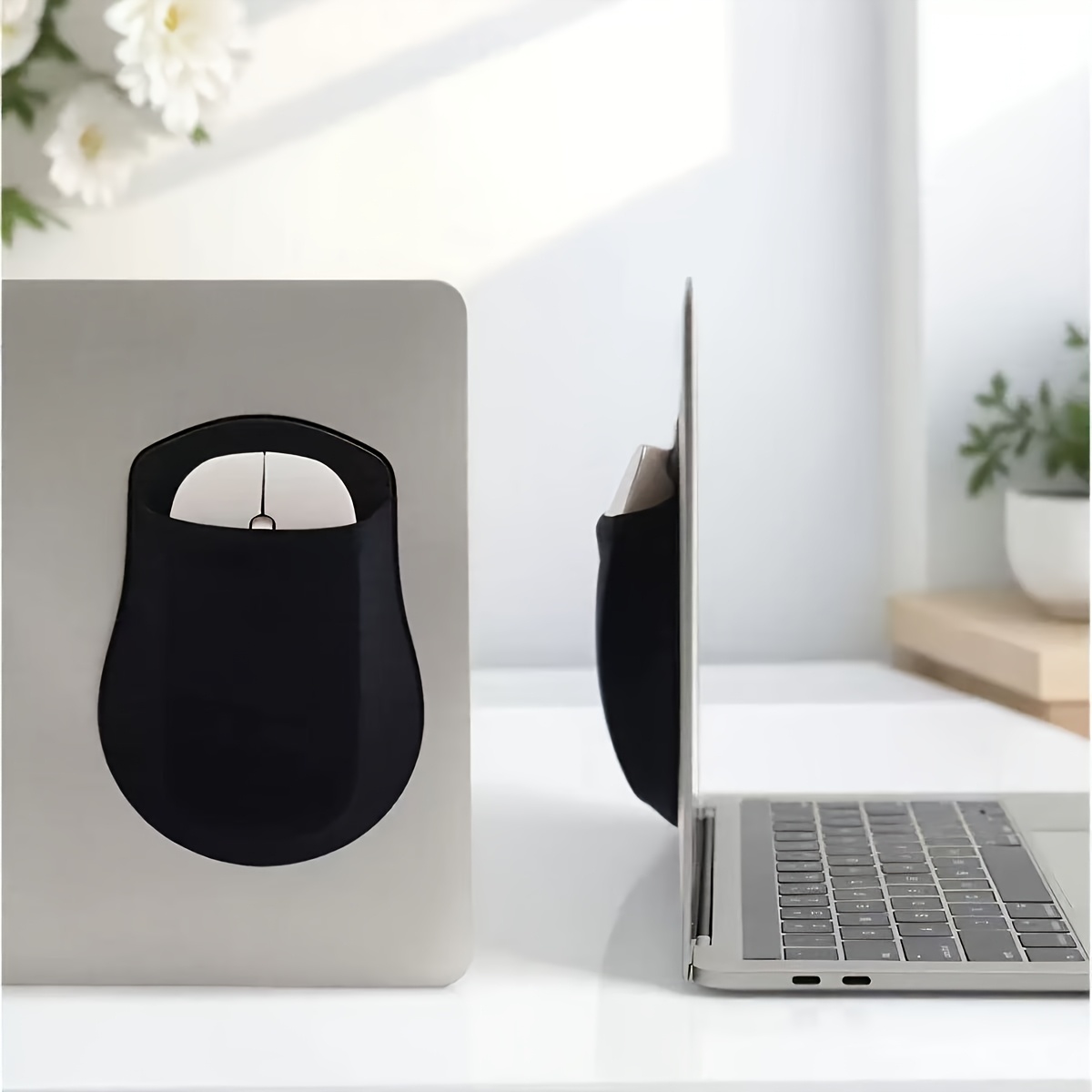 TEMU Support de souris pour ordinateur portable, manchon de souris réutilisable résidus, facile à pour iPad/Macbook (Noir)