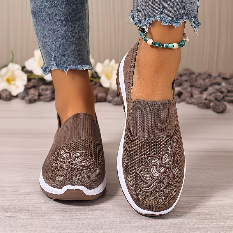plus size womens embroidered slip on casual athletic shoes mesh comfortable breathable lightweight outdoor sports shoes travel vacation women shoes sneakers 6 11