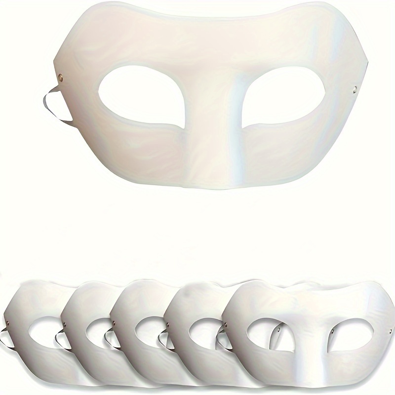 

5pcs Diy White Masks - Blank, Hand-painted For Designs | Masquerade Balls, Cosplay & Party Decorations