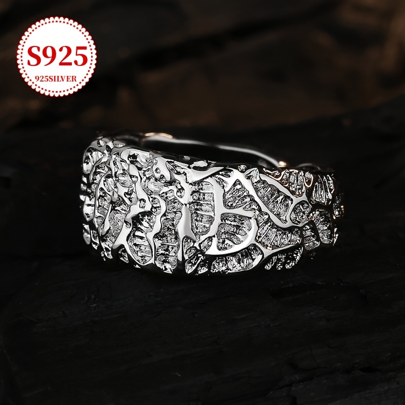 Low Allergy Irregular Textured Wide Band Ring for Women