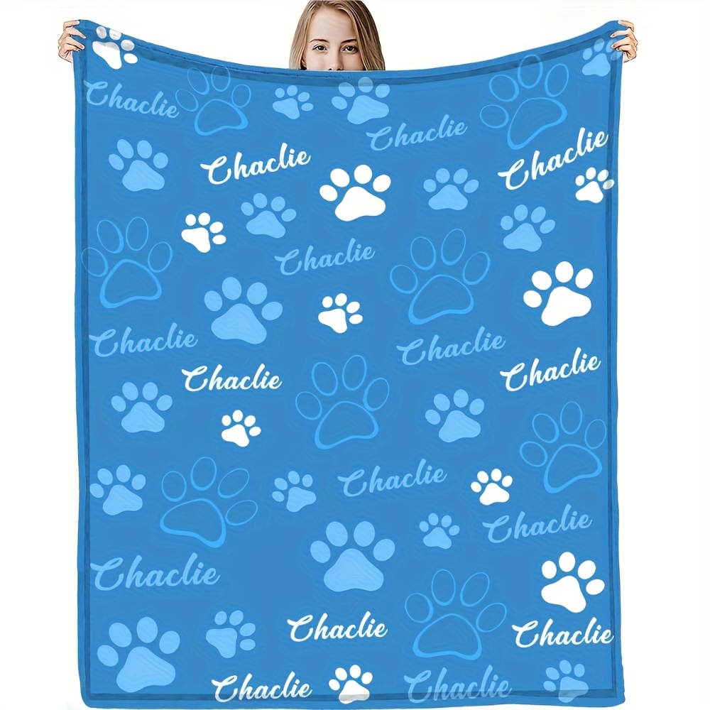 

Custom Dog Paw Blanket With Personalized Name - Soft Flannel, & Gifts, Ideal For Small To Large Breeds