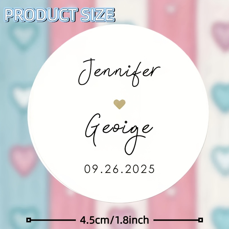 TEMU Pegatinas de boda personalizables | y personalizados, diseño de , autoadhesivas, de papel, ideales para recuerdos de boda, empaquetado de