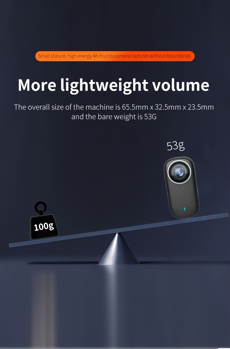 4K Ultra HD Thumb Action Mini Camera, Bike And Motorcycle Recorder, Built-In Hotspot Wifi, Wearable Action Camera, Magnetic Design, Compact And Lightweight, Easy to Install, Outdoor Travel, Sports And Pet Camera