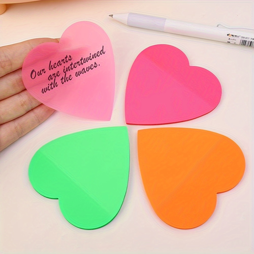 

10pcs Heart-shaped Tabs - 200 Sheets Of Translucent Book Markers For Journaling, School & Office Supplies, Assorted Colors (pink, Green, Orange) With Inspirational Quote "our Hearts Are With