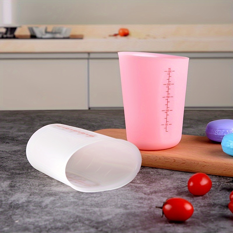 

Food-grade Silicone Measuring Cup 125ml 250ml 500ml Anti-fall Double Scale Measuring Cup Baking With Scale Chocolate Microwave Silicone Measuring Cup Baking Cake Packaging