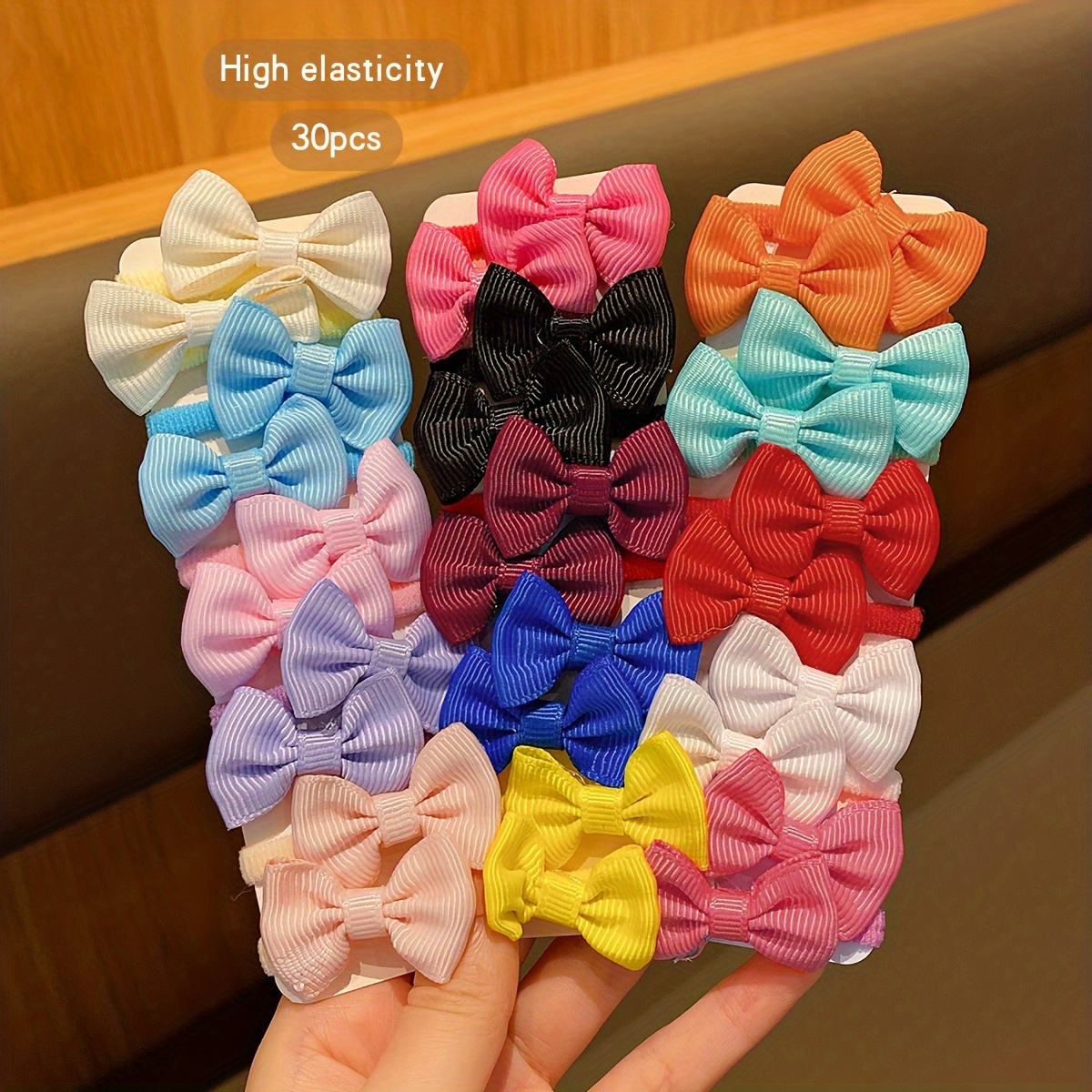 

30pcs Colorful Bow Hair Ties For Girls, Cute Satin Elastic Hair Bands, Perfect Daily Hair Accessories For Girls