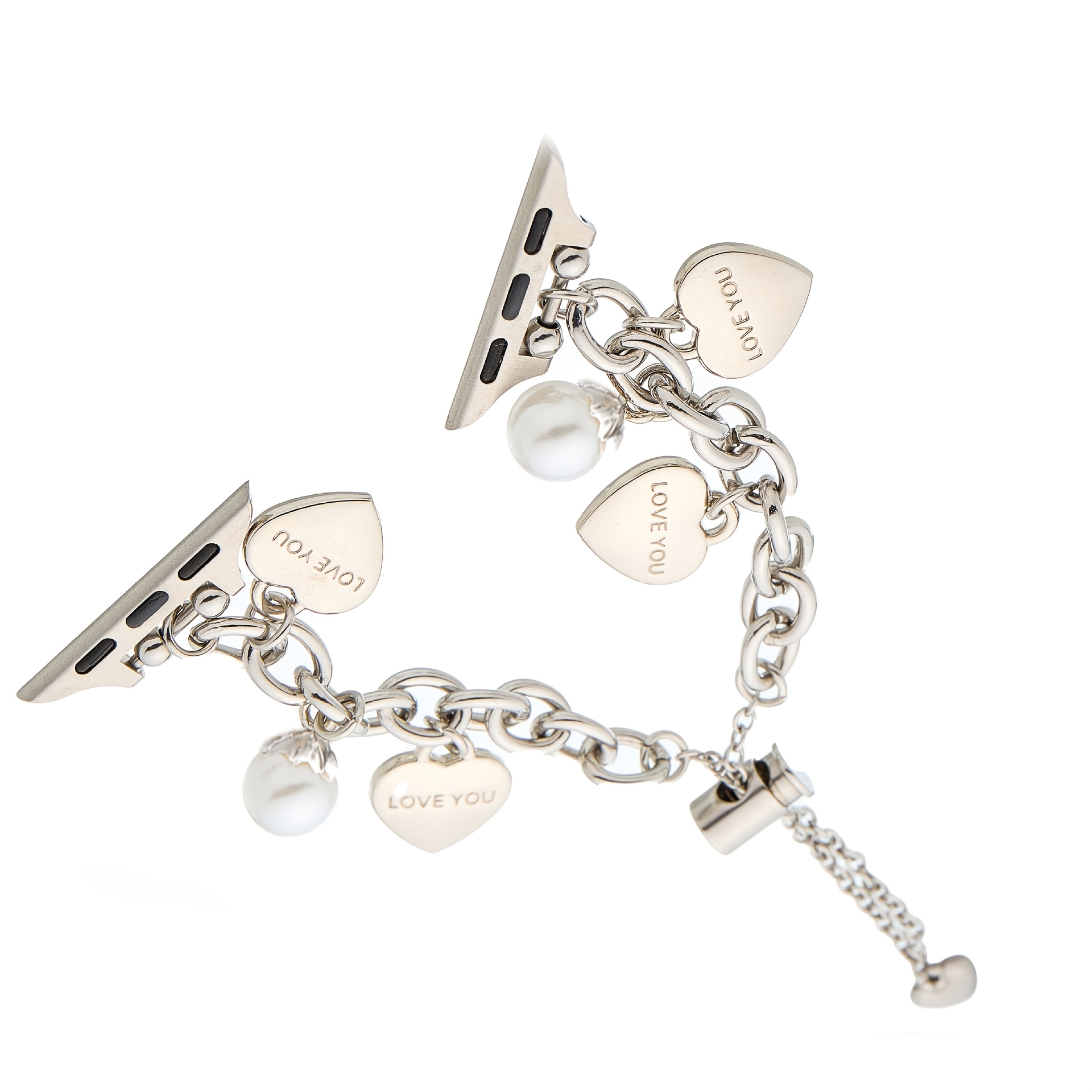 Image of Heart Bracelet Band For Watch Silver Bracelet Valentine's Day Gift For Women Elegant And Stylish Accessory For Watch Series Lightweight Comfortable Wear,for Watch Series Fashion Jewelry
