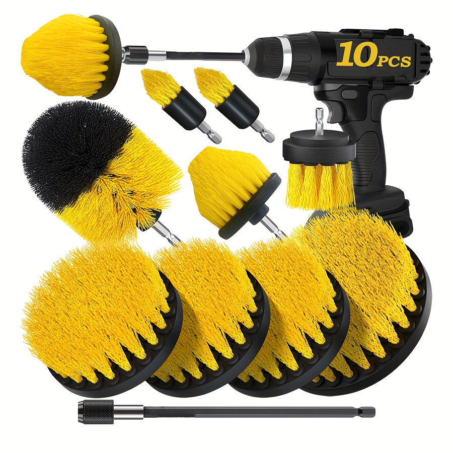 

10-piece Drill Brush Attachment Set With , Suitable For Cleaning Bathtubs, Showers, Concrete, And Tiles