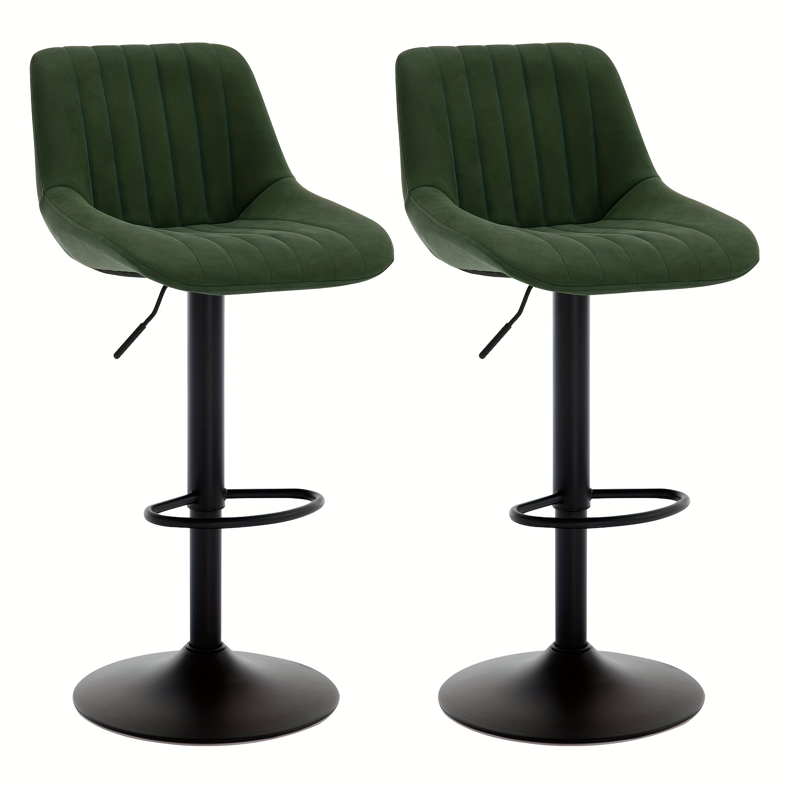 Modern Faux Leather Bar Stools Set Of 2 With Backrest, Upholstered Armless Kitchen Stools With Matte & Footrest, Suitable For Kitchen Island, Dining Room & Bar