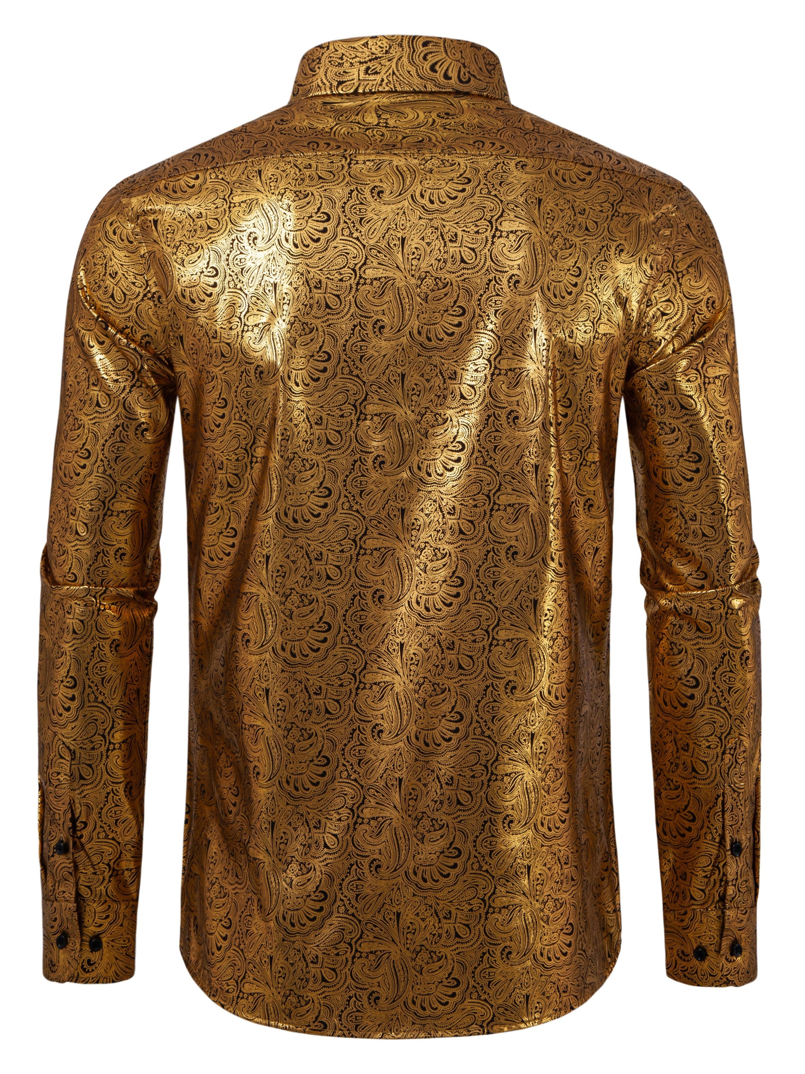 Metallic Gold Color Shirt For Men *'S Stylish Golden-Printed Shirt