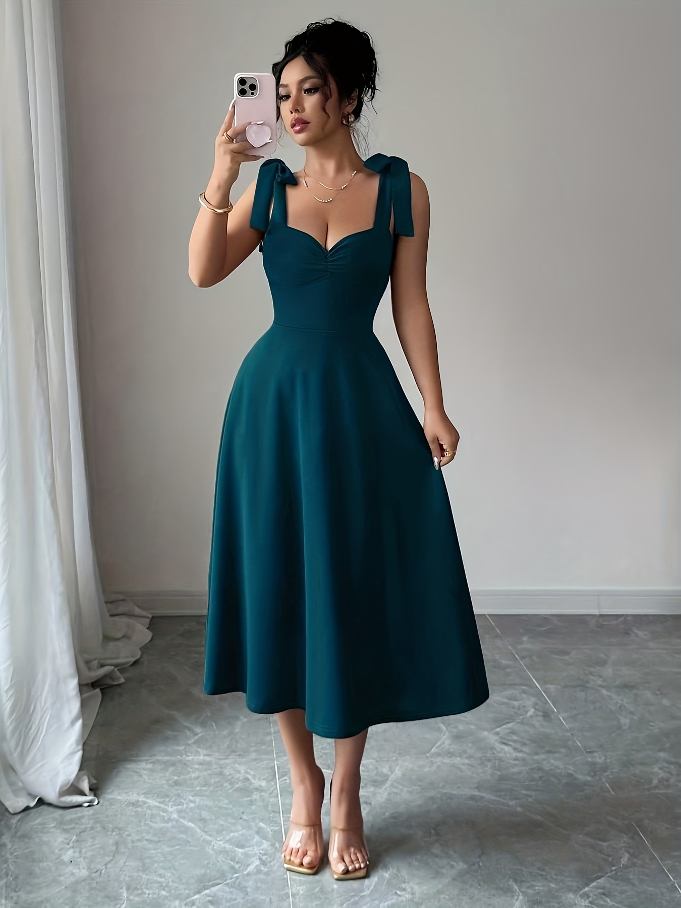 open lace back dress Ever-Pretty A-Line Pleated Chiffon Tie-Waist Evening Dress