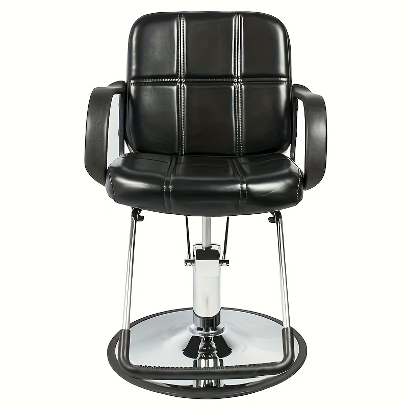 

Pvc Leather Cover Pu Armrests Six-grid Backrest Round Base Barber Chair 150kg Black Sc04-b