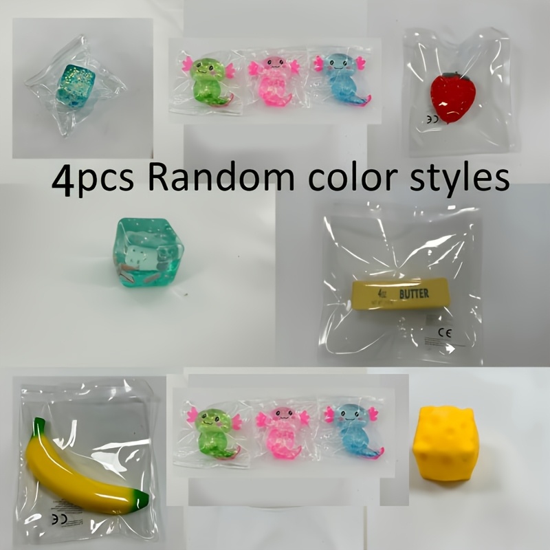 4pcs Toy Set, Random Color And Random Style Cute Squeeze Toys, Slow Rebound Stress Relief Toys, Kids Party Favors, Birthday Gifts, Classroom Prizes, Holiday Presents