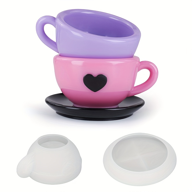 

1 Set Silicone Resin Molds For Diy Crafts - Cup And Saucer Casting Kit With , Irregular Shape, Material: Silicone