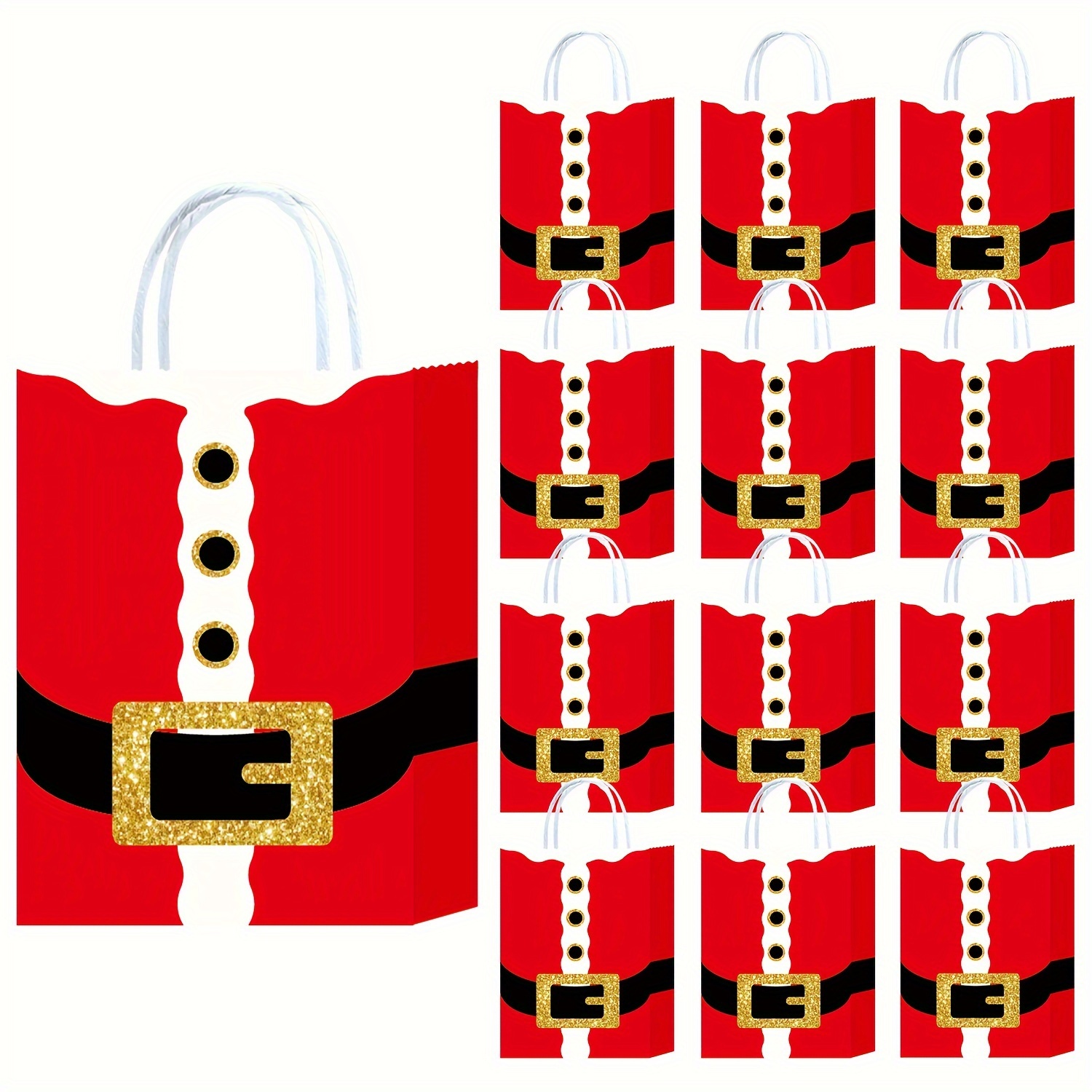 

12 Pcs Festive Santa Claus Gift Bags - Perfect For Gifts, Candy, Snacks, And Toys At Christmas Parties