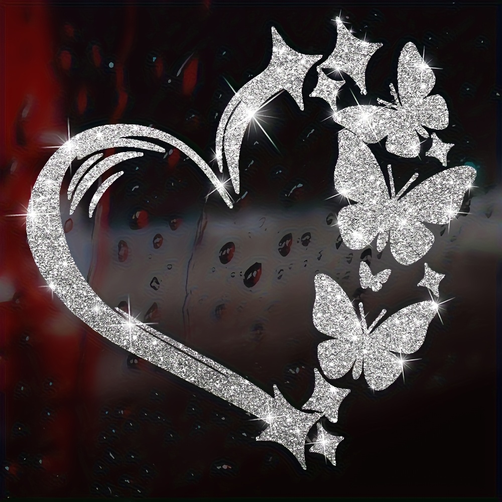 Image of Shimmery Star And Heart Window Stickers | Self-adhesive Vinyl Decor For Bedroom Doors, Dining Rooms, And Living Room Walls, Single Use