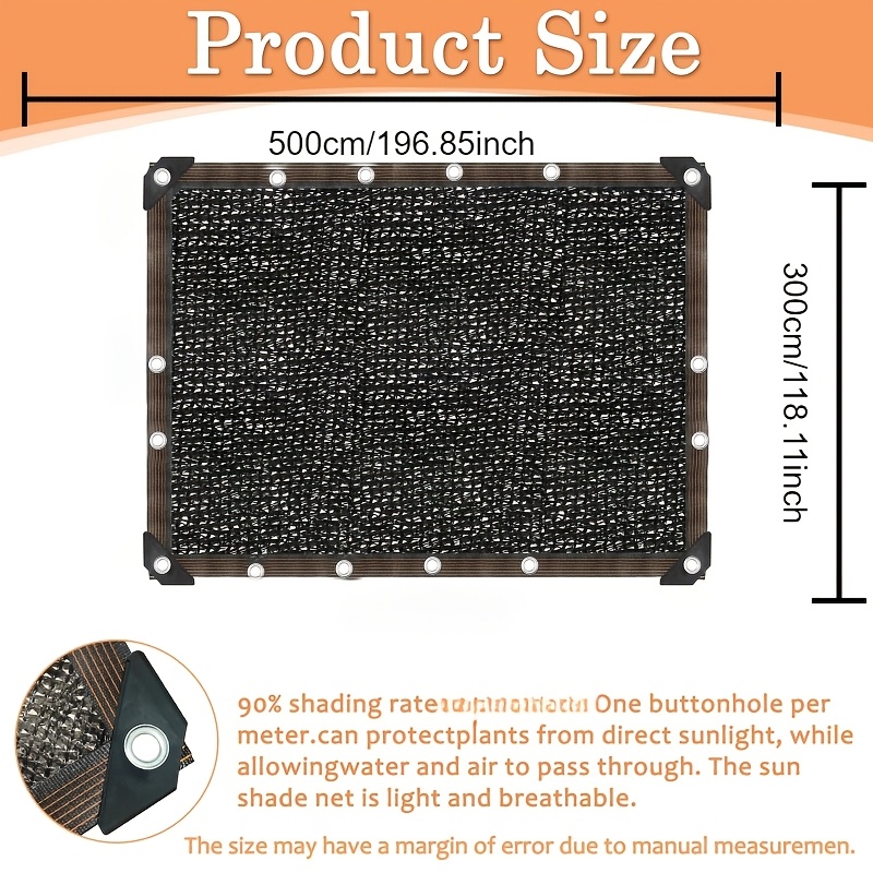 Image of This Black Sunshade Fabric For Outdoor Rv 90% Shading And With An Installation Lanyard. Made From Uv-resistant, High-density Material, Durable And Protective