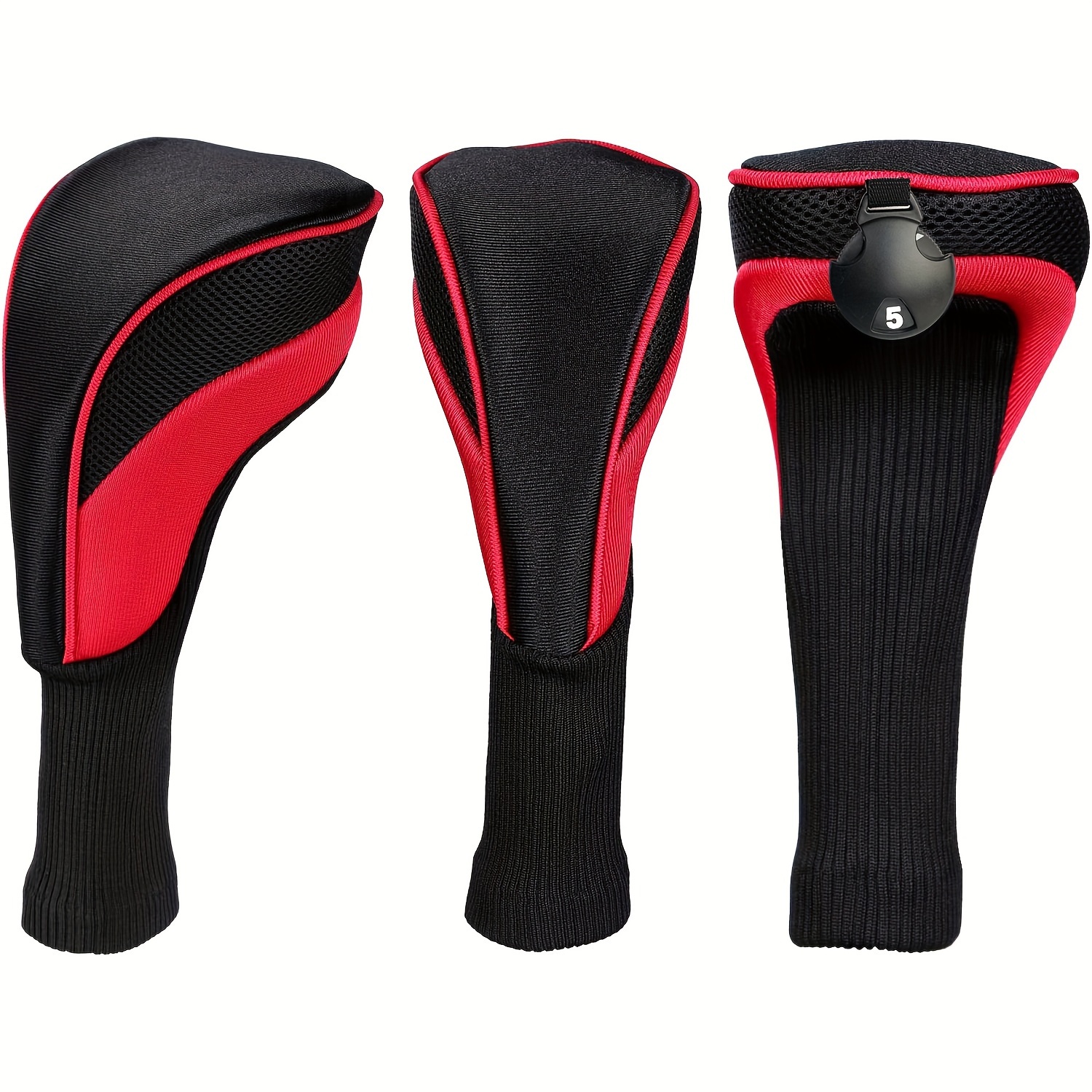 

3pcs Golf Head Covers With Interchangeable Labels, Suitable For And Driver Clubs, Golf Accessories