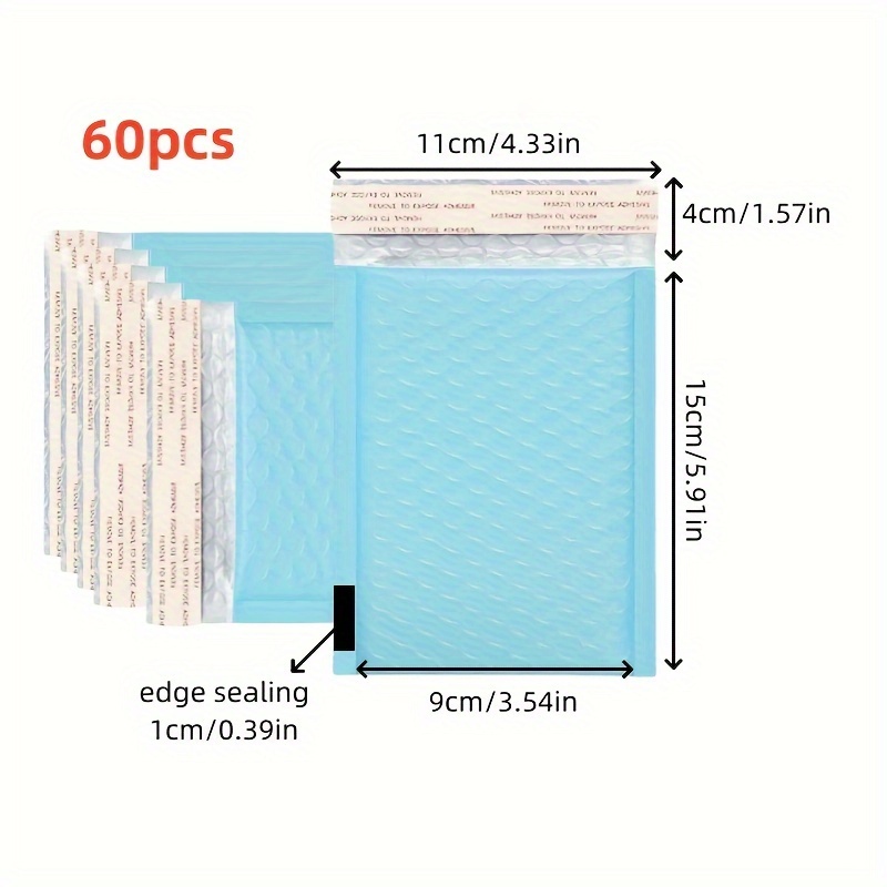 TEMU 60 unidades, Bolsas de autoadhesivas de película coextrudida, Bolsas de para embalaje de sobres de envío, 11 cm x 15 cm y 4 cm, Bolsas de