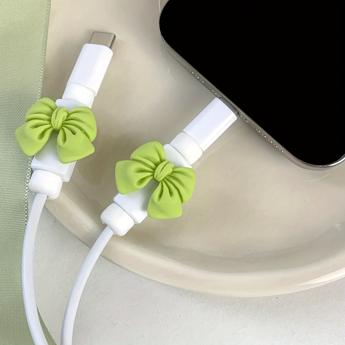 

2 3d Bow Data Cable Protective Heads Suitable For 20w Apple Chargers