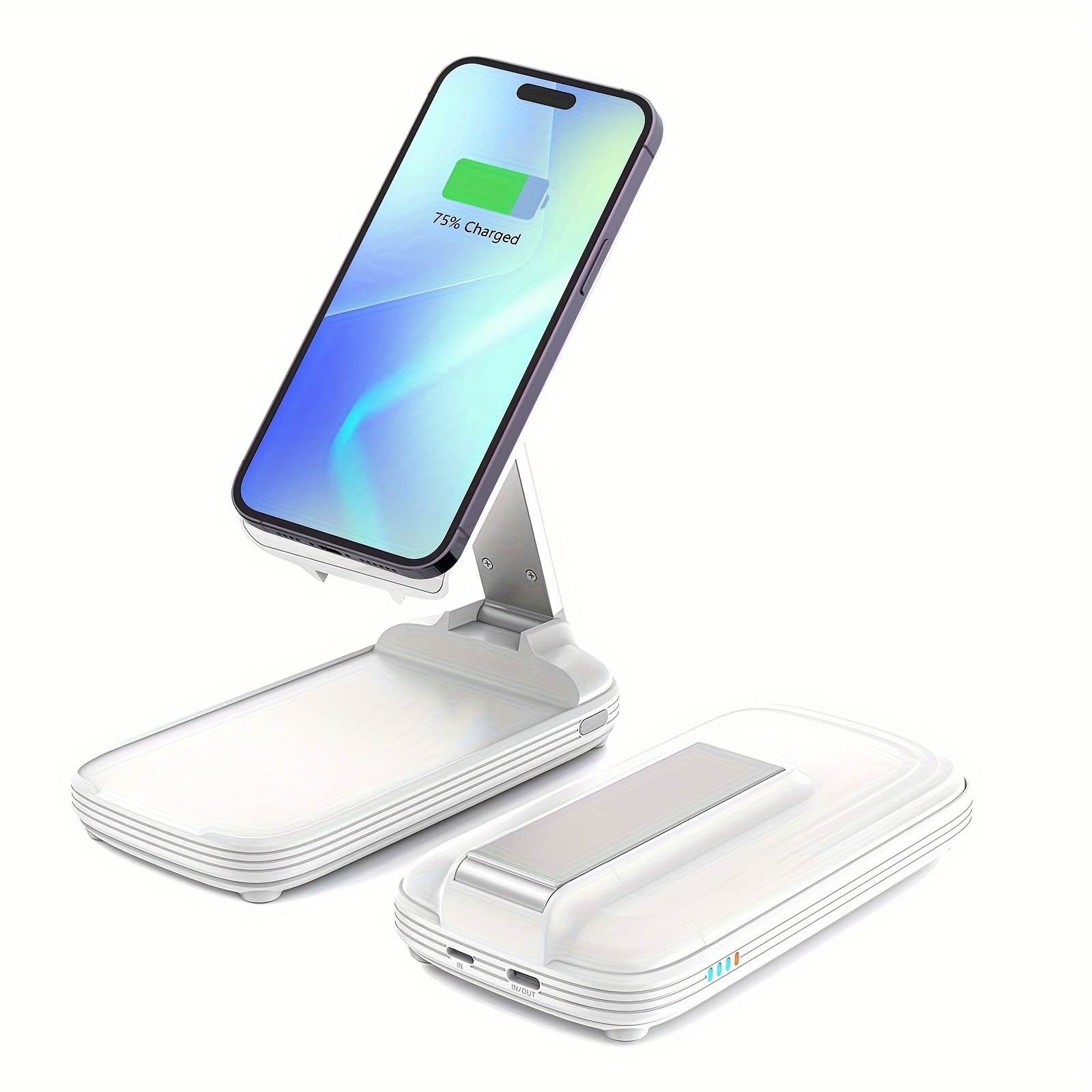 

Bezosmax Wireless Charging 10000 Mah Power Bank Foldable Phone Holder Magnetic Wireless Charger Adjustable Angle Lightweight And Portable Fast Charging For Iphone/ Android Cable Input And Output