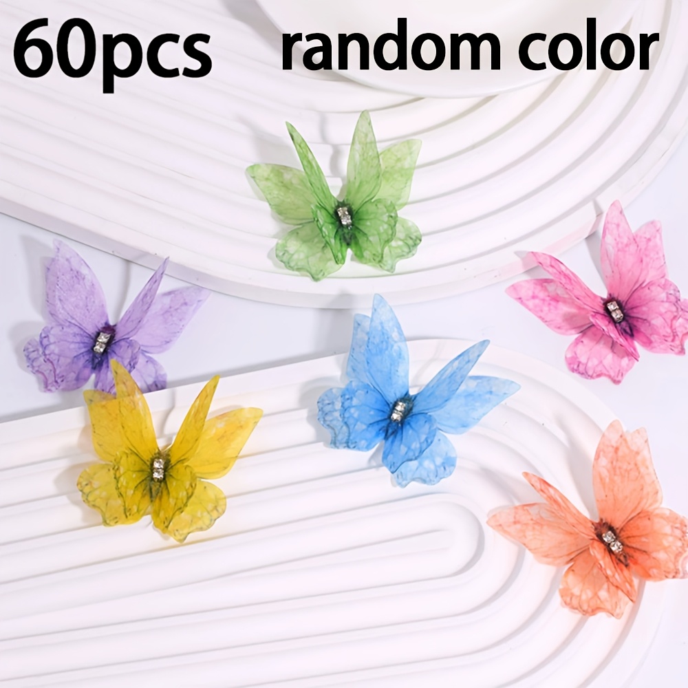 TEMU 60pcs Random Color Double Layer Organza Decal Decoration, Suitable For Hairpin Wedding Gowns, Clothing Embellishments, Hair Additions And Bridal