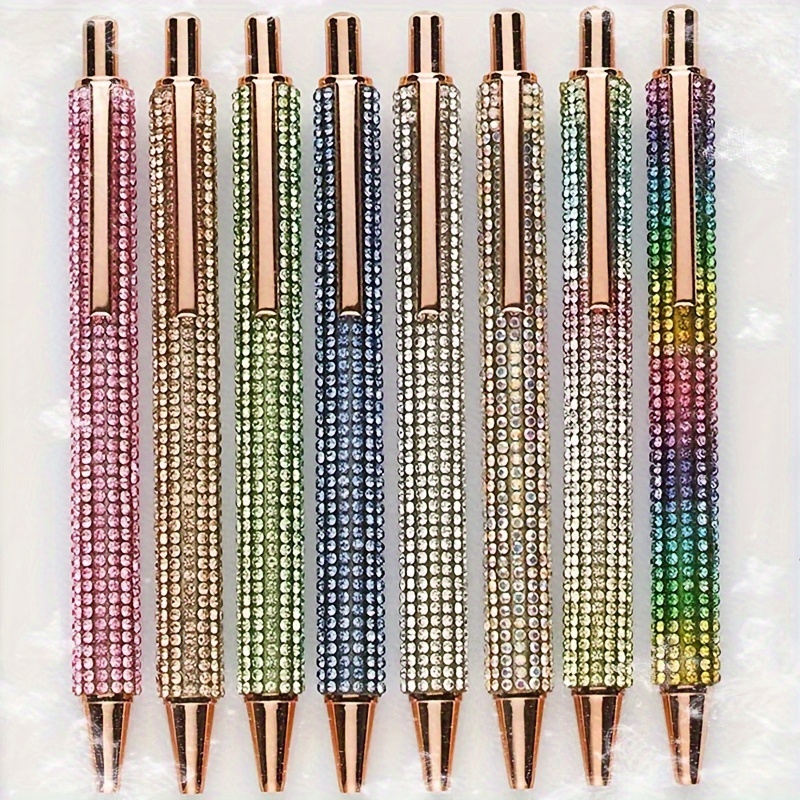 

Luxury Crystal Ballpoint Pens Set Of 4, Metal Material, Glittering Rhinestone Design, Ideal For Writing And Gifting, Suitable For Ages 14 And Up - Assorted Colors (random Selection)