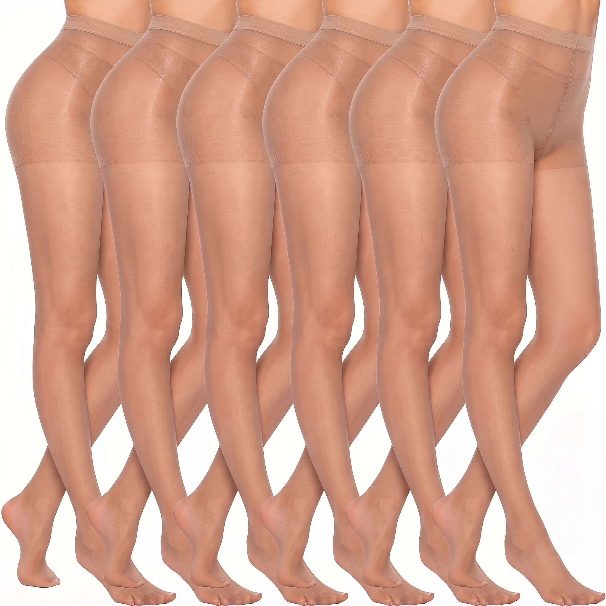 TEMU 6pcs Women's Sheer Tights, Body-hugging And Invisible, With Elegant Nude-colored Tights. Suitable For Wearing With Dresses, Skirts, And High