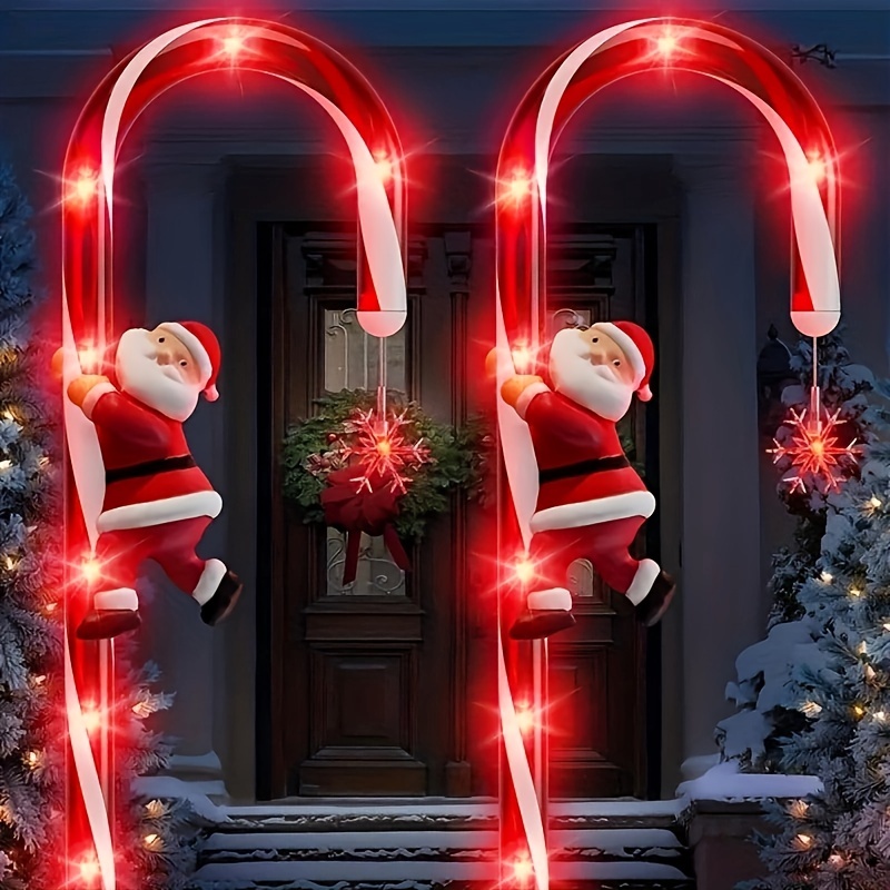 

2pcs Solar Candy Cane Lights, Solar Lights Outdoor Garden, Solar Power Candy Cane Lights With Santa Stars Solar Stake Lights For Patio Lawn Pathway Christmas