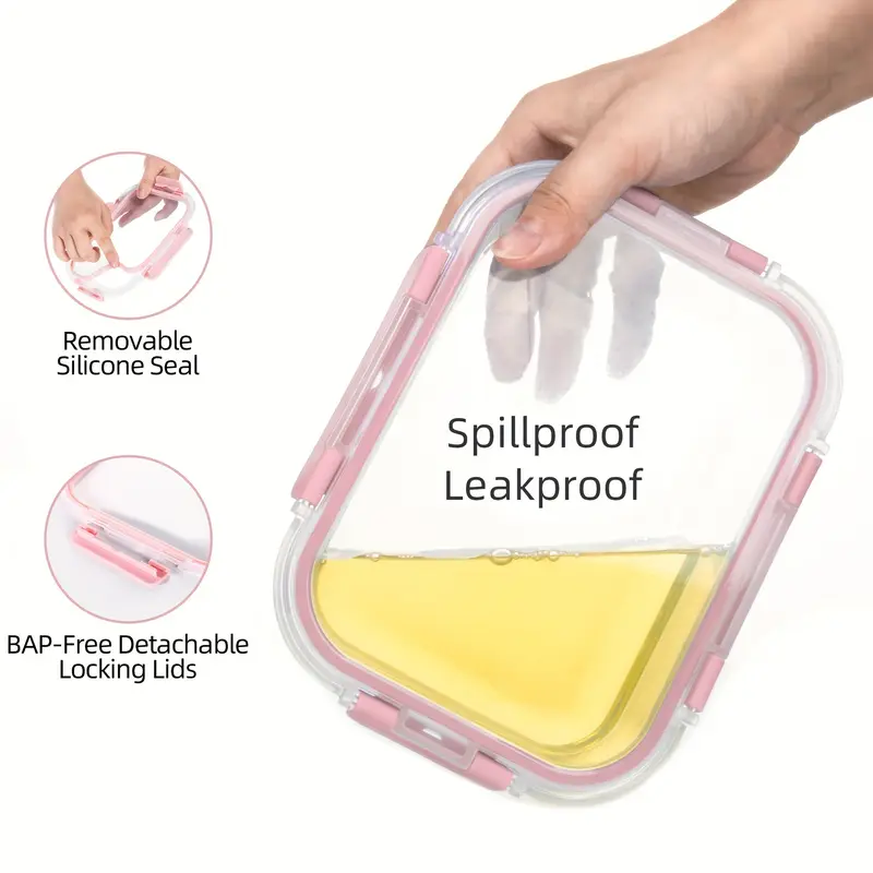 24pcs set glass meal prep containers with removable silicone seals and bpa-free lids, , dishwasher/freezer safe, ideal for and food storage Product details 5