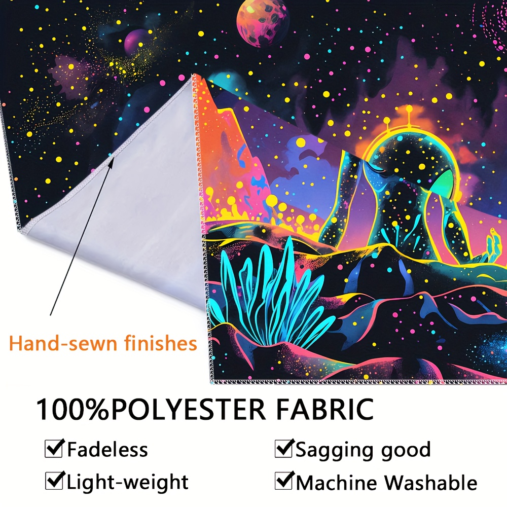 Three Mysterious Aliens Glow In Uv Light Aesthetic Wall Tapestry_voghion.com