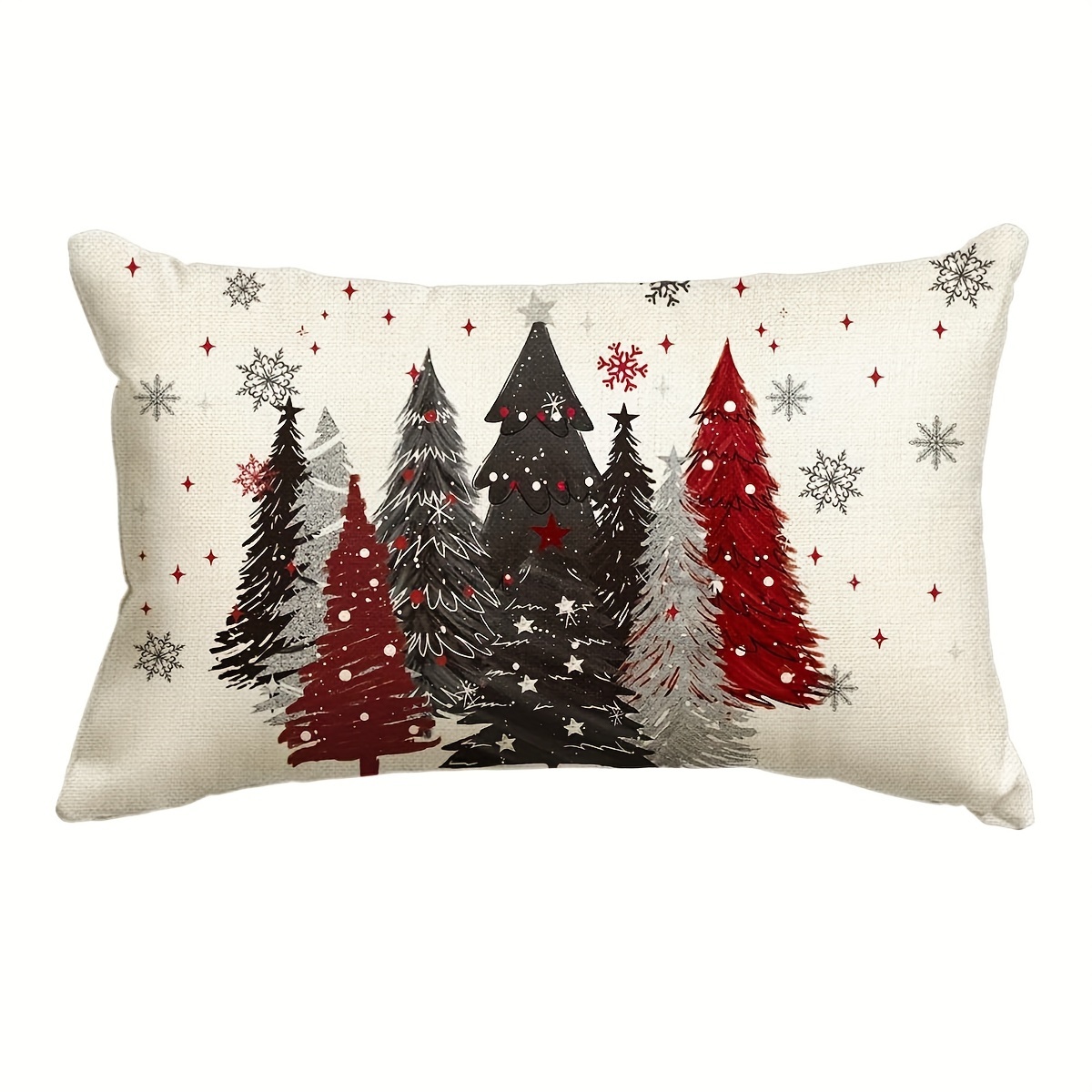 

1pc Christmas Tree And Linen , 12x20 , Zippered Cushion For Sofa And , Washable