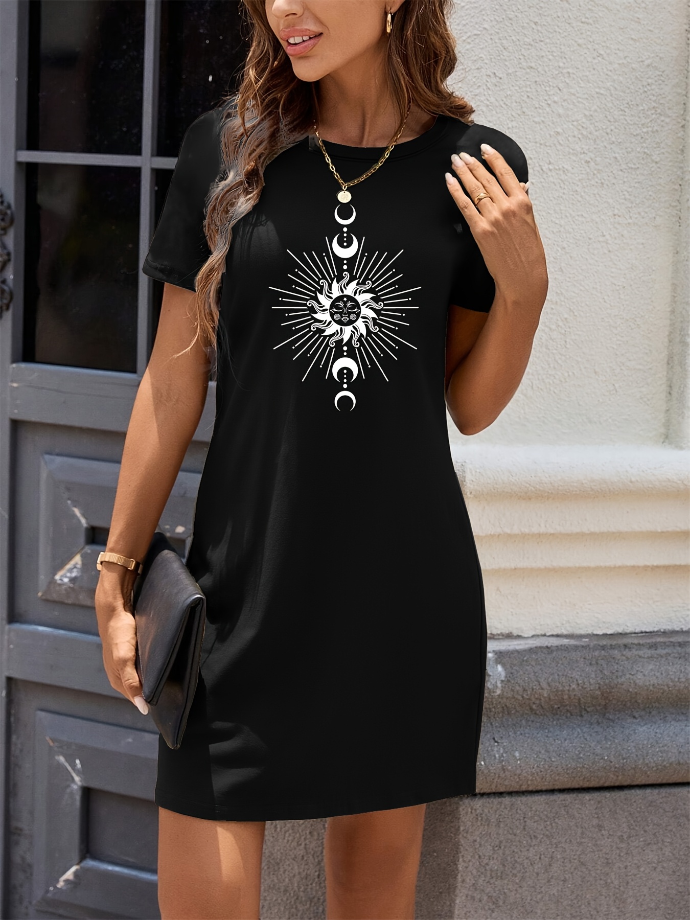 moon t shirt dress Plus Size - Lovesick Sun & Moon  Black Mineral Wash Super Soft T-Shirt  Dress