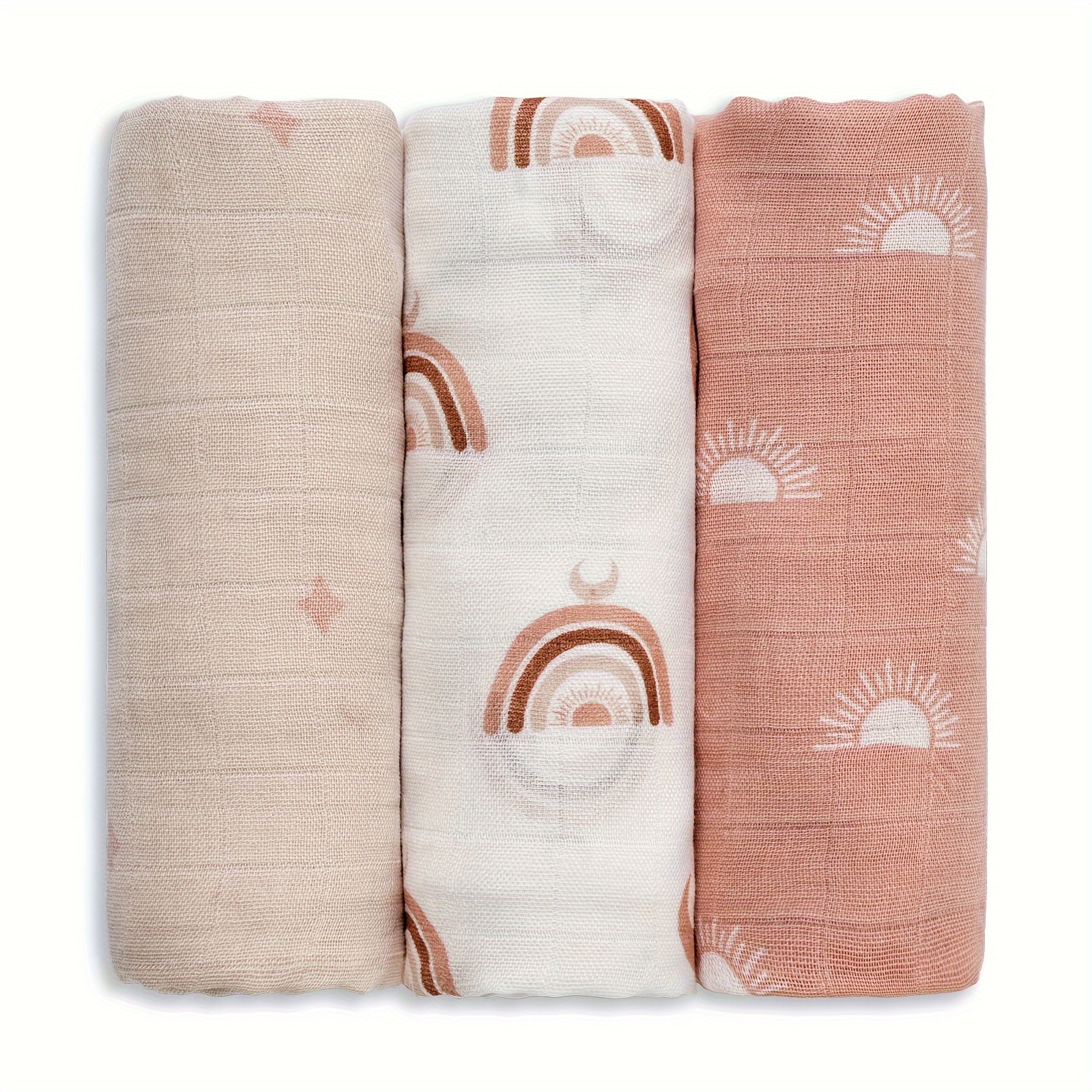

Bamboo Fiber Baby Muslin Swaddle Blankets 3-pack, Soft Breathable Gauze Handkerchief, Machine Washable, Multi-use Nursing Cover, Burp Cloth For Newborn To 3 Years - 70x70cm