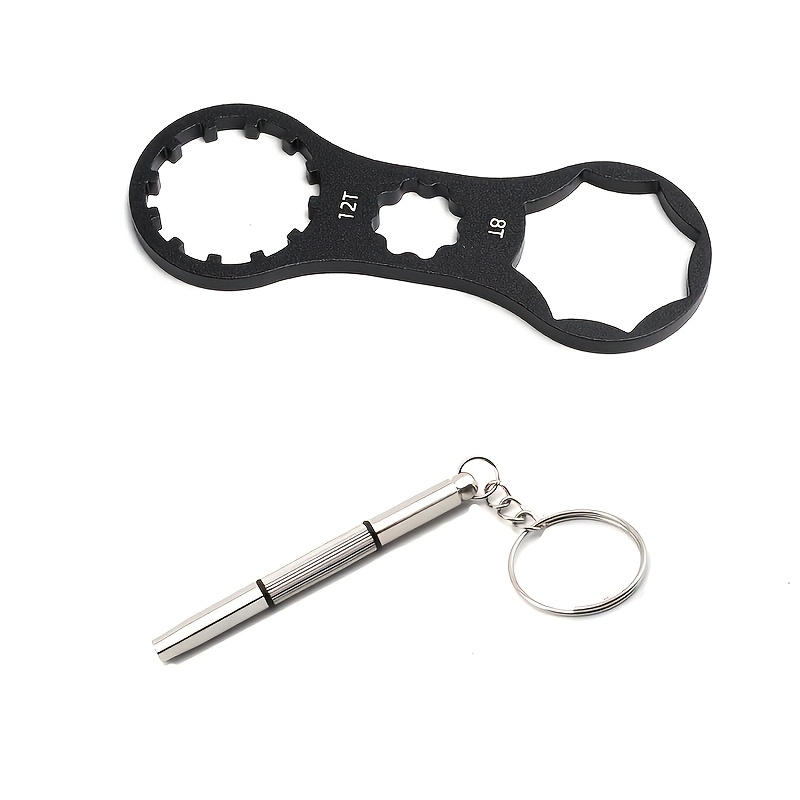 TEMU Set van 2 stuks: 3-in-1 pruimenbloesem-gatmoersleutel + precisie-schroevendraaier, hoogsterkte aluminiumlegering onderhoudsgereedschap voor
