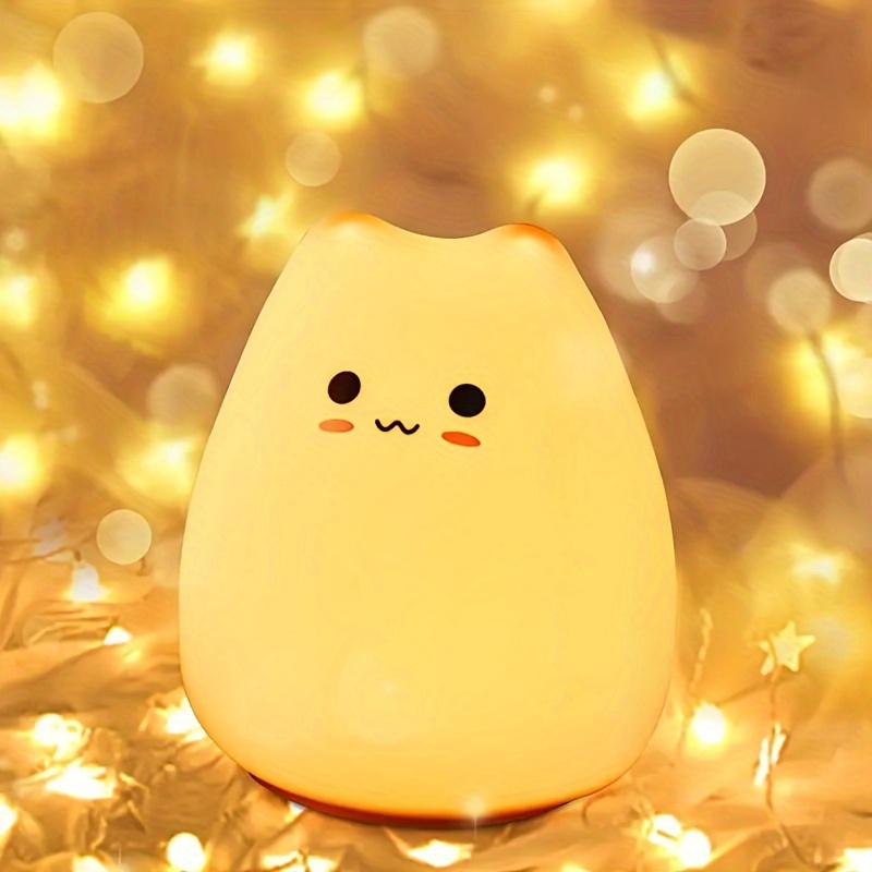 adorable led cat night light color changing battery powered perfect for bedroom ambiance nursery decor