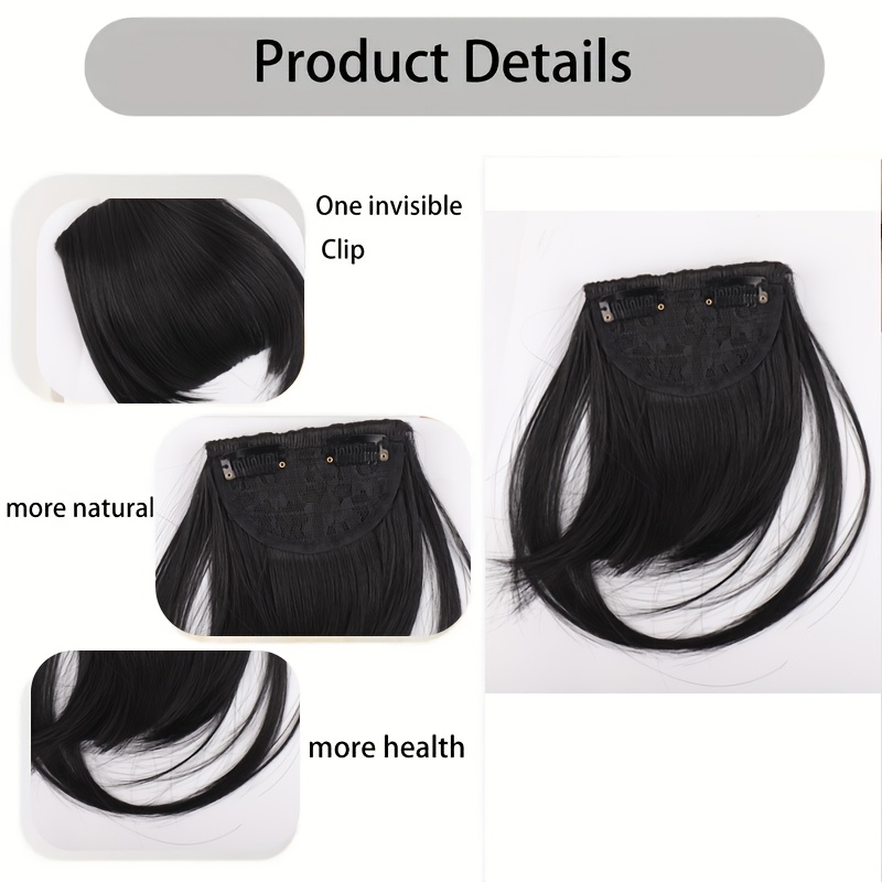1pc elegant straight synthetic hair extensions air anime bangs for women high temperature fiber invisible clip natural look durable   hair fringe details 1