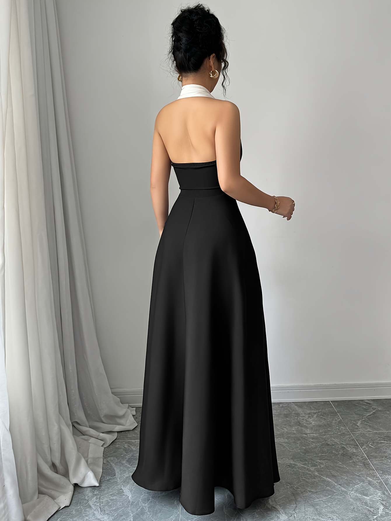 slim fit dress slacks Royal Blue Bodycon Halter Backless Beaded Satin Short Homecoming Dress main image 0