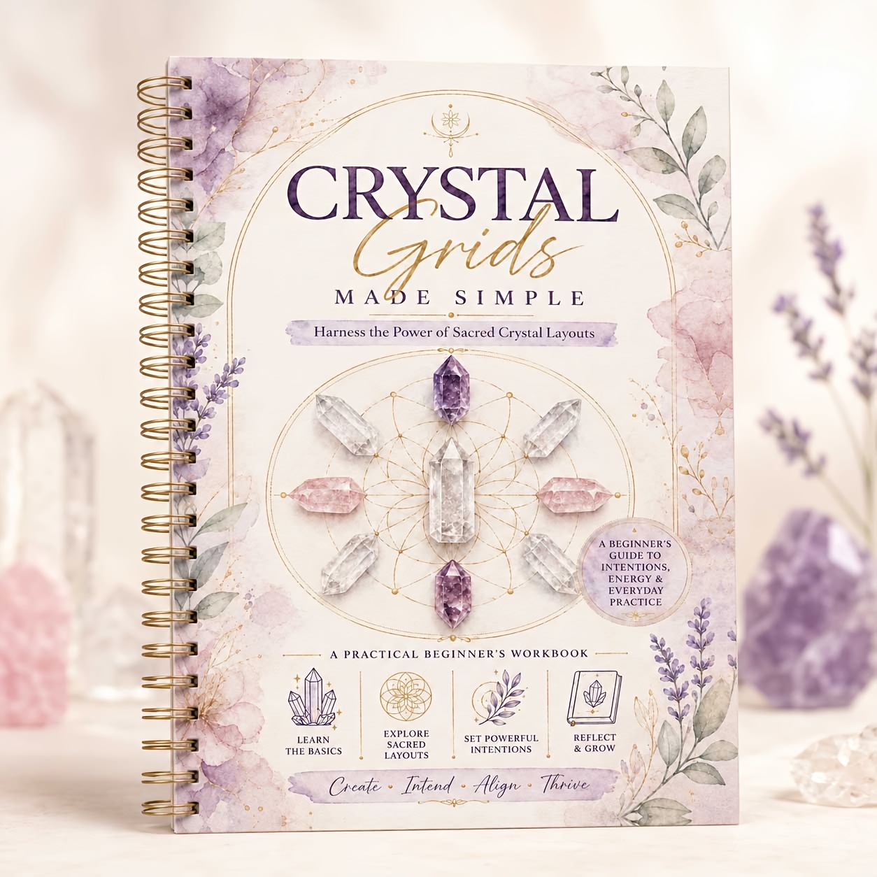 TEMU Crystal Grid Workbook, Journal, Crystal Layout Planner, Setting Reflection Notebook, Workbook, Meditation Practice Journal, Design Templates,