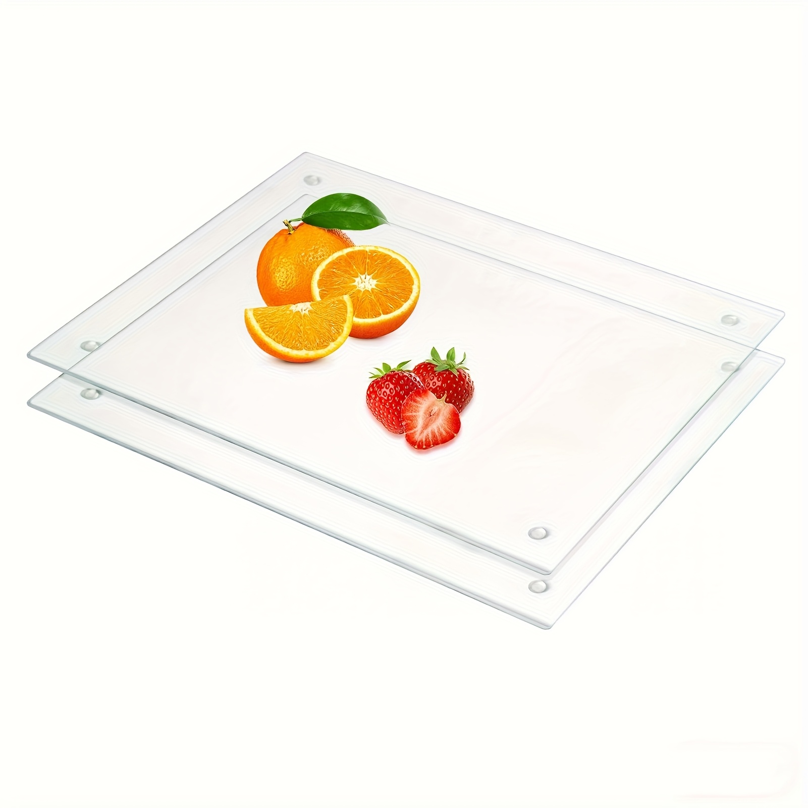 Image of Tempered Glass Cutting Board - Kitchen Glass Cutting Board, Transparent Cutting Board, Bowl Mat, Fruit, Cake Tray, Heat Resistant, Shatterproof, Dishwasher Safe (clear, 11.80 X 7.87inch Set Of 2)