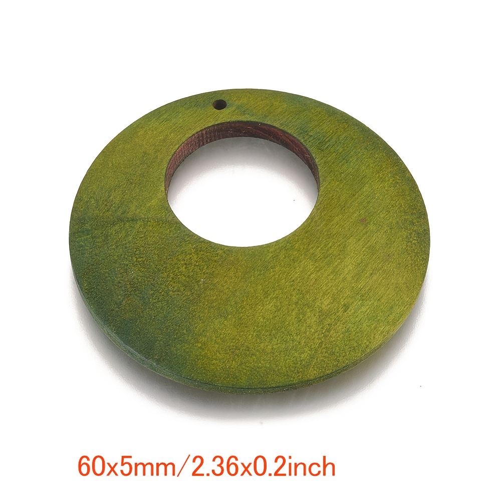 Flat Round Wood Big Pendants, 5pcs Set for DIY Jewellery