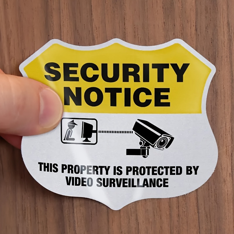 

10-pack Reflective Security Notice Stickers, Paper Material With Door Mount - 24-hour Video Surveillance Warning Decals For Safety Cameras And Alarm Systems