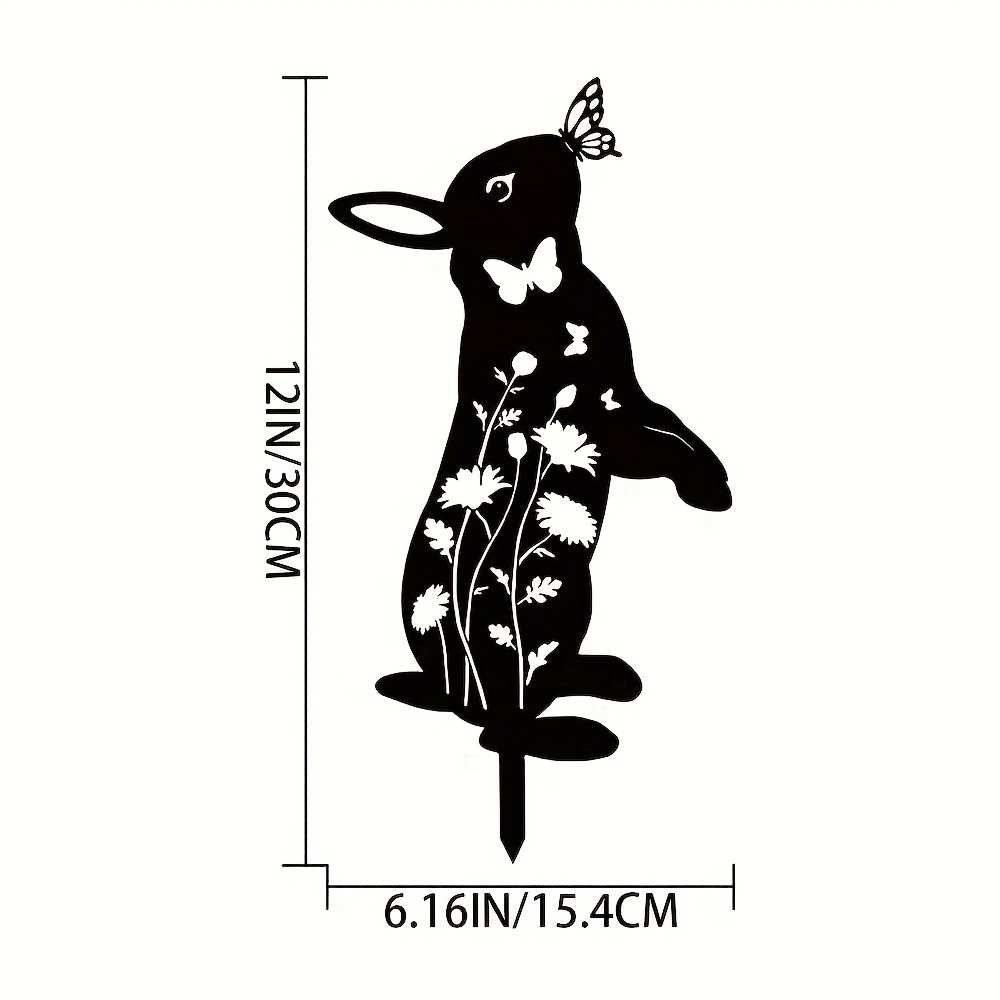 TEMU 2d Flat Charming Rabbit Garden Stake - Outdoor Decorative Ground Insert, Polypropylene Material Suitable For Flower Beds And Pots, Bunny