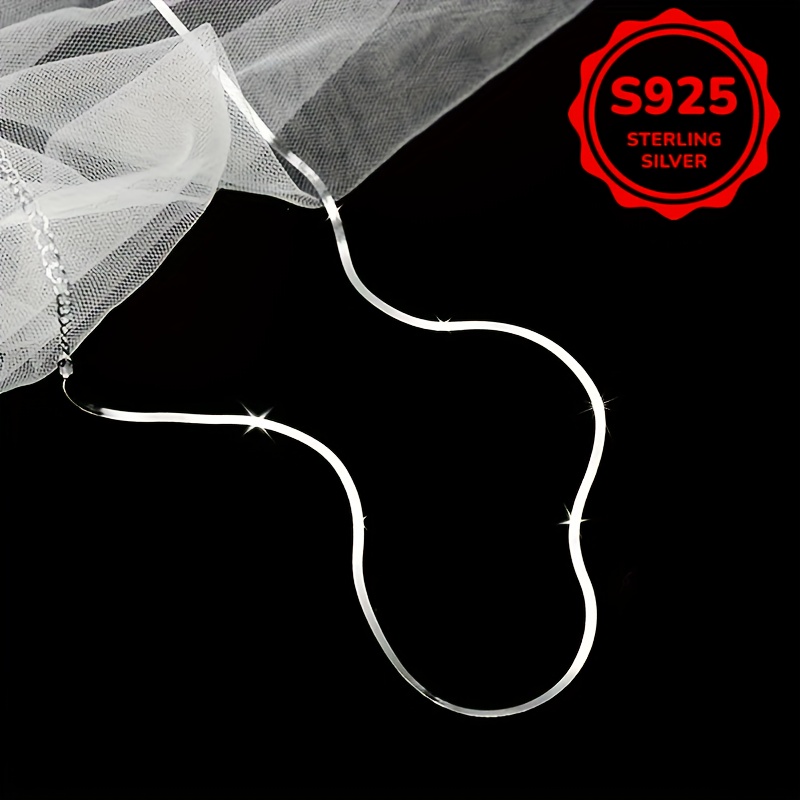 High End S925 Golden Flat Snake Bone Chain Blade Necklace