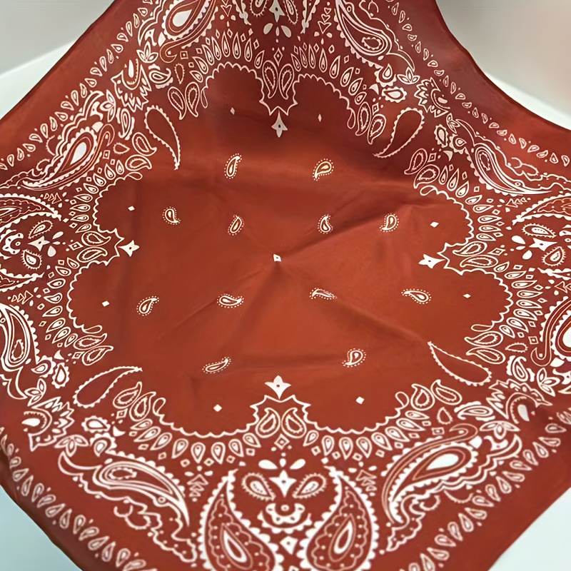 TEMU 100% Silk Silk Women's Vintage Elegant Paisley Square Scarf, 20.4-inch Square Neck Scarf Headscarf, Unisex, Classic Paisley Pattern, Smooth And