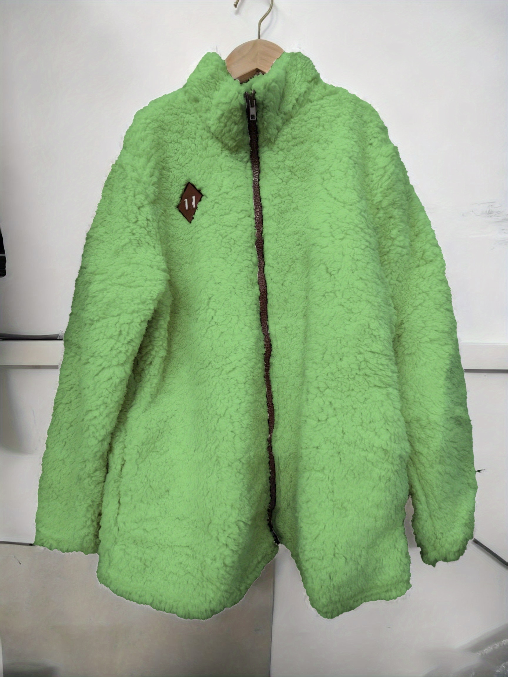 Dames Pluche Fleece Gevoerde Winterjas met Volledige Ritssluiting