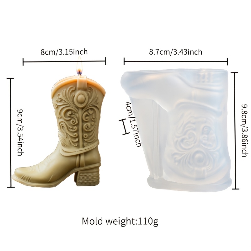TEMU 1pc Boot-shaped Silicone Mold For Candles & Resin Crafts - Boot-themed Irregular Shape Suitable For Aromatherapy, Plaster Crafts, Wax Molds,