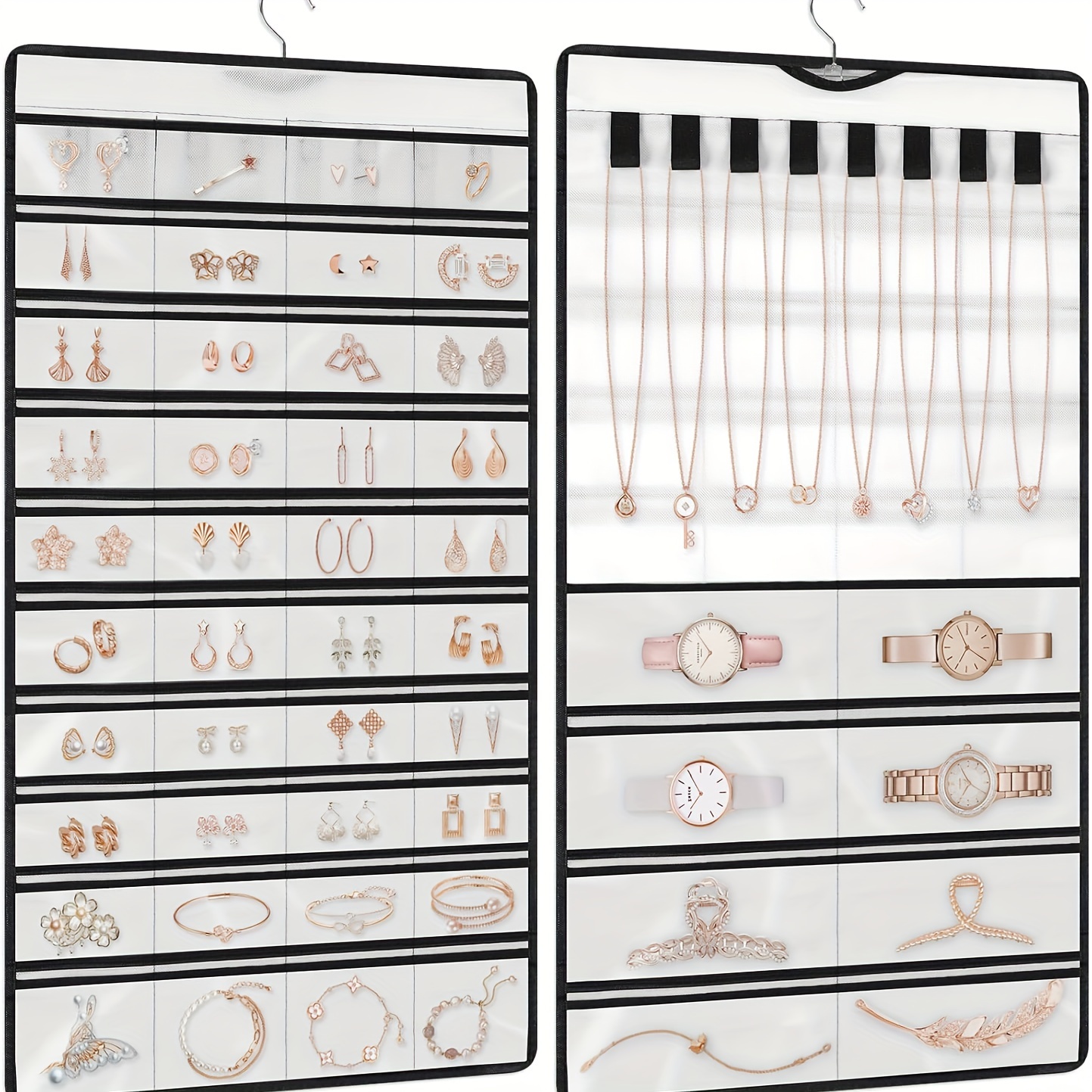 

Double- Jewelry Organizer Dustproof - For , Necklaces, & - Includes Metal For Or Mounting