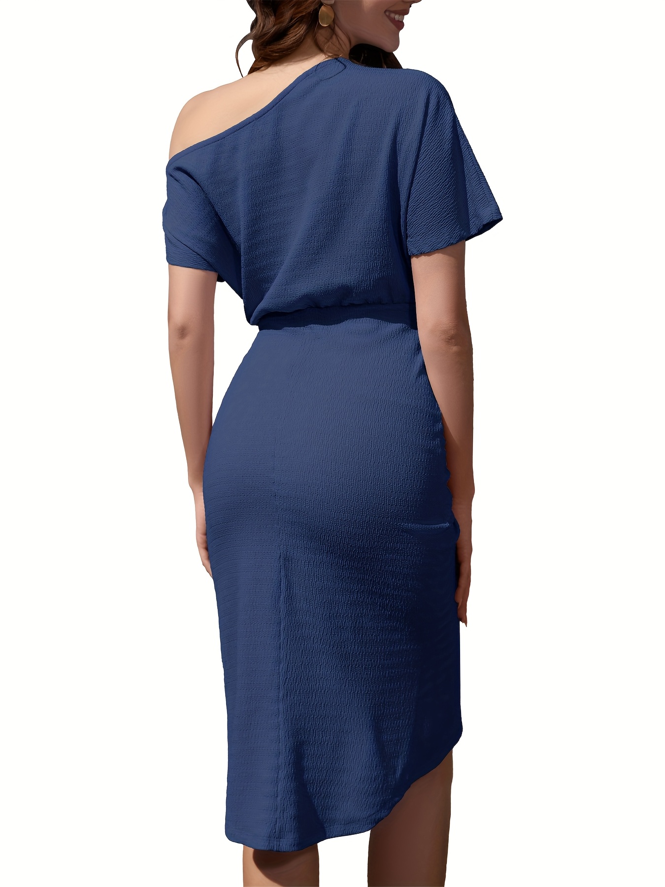 ladies one shoulder ruffle cocktail party tight elegant - Temu